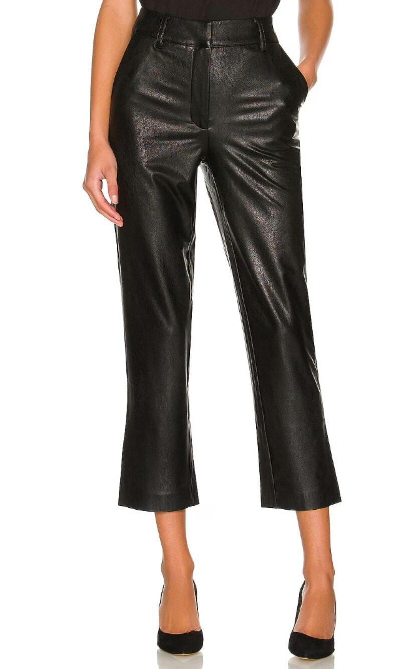 Commando Faux Leather Trousers Pants Straight High Waist Black Pockets Small